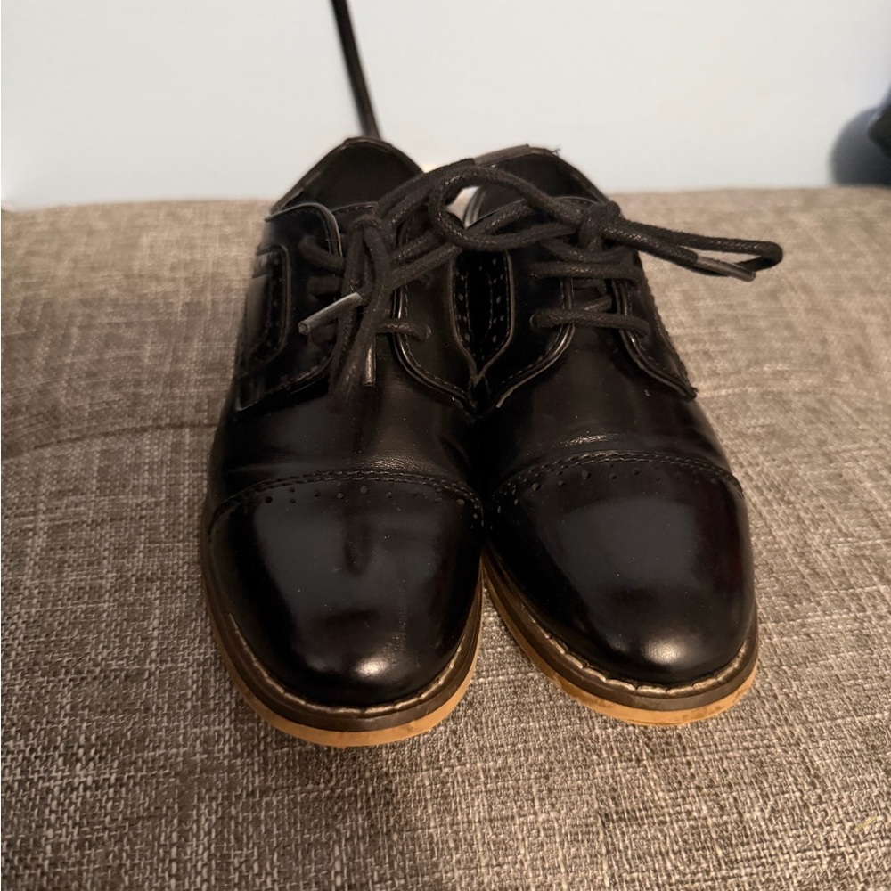 Classic Black Leather Kids Shoes